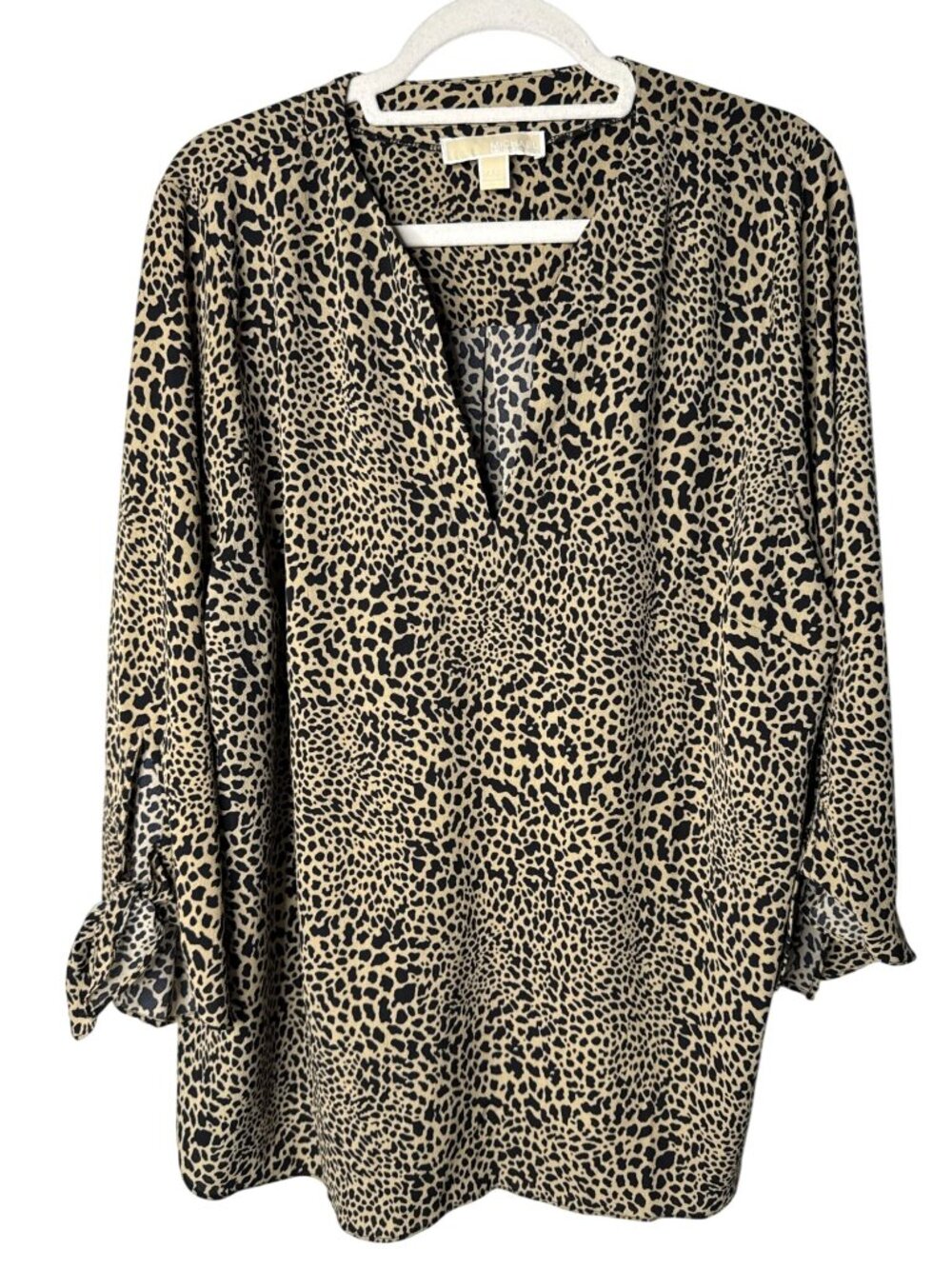 Michael Kors Leopard Print V Neck Blouse Womens 2X Plus Size